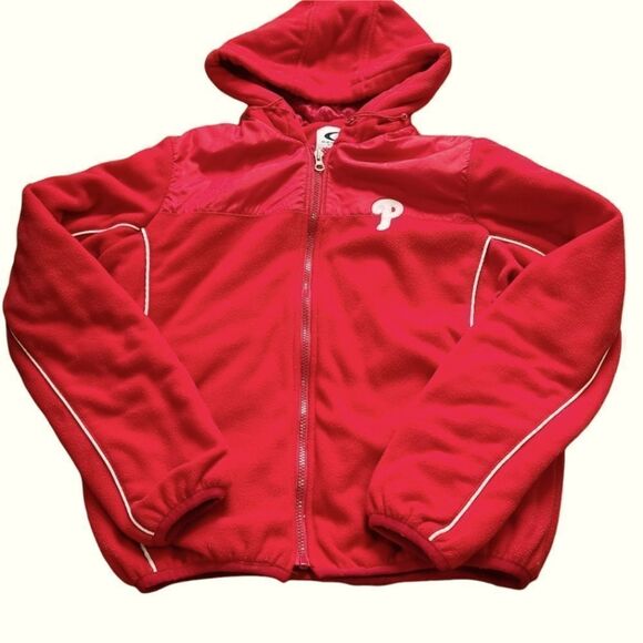 Phillies Fleece Hooded Jacket Medium - Picture 1 of 4